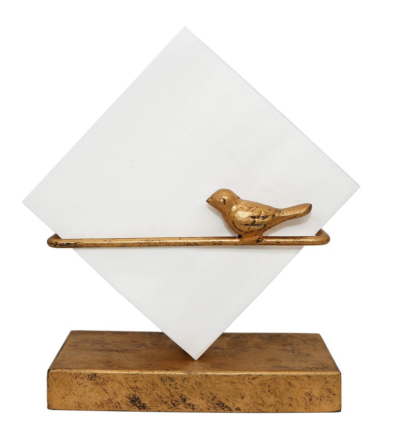 Owlgift Freestanding Classic Cocktail Napkin Holder with Cast Iron Bird Design, Tabletop Tissue Dispenser, Bronze - Image 4